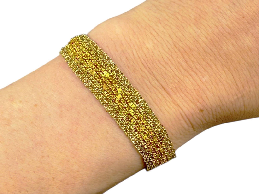 Gold Woven Chain Bracelet with Lighter Stripe