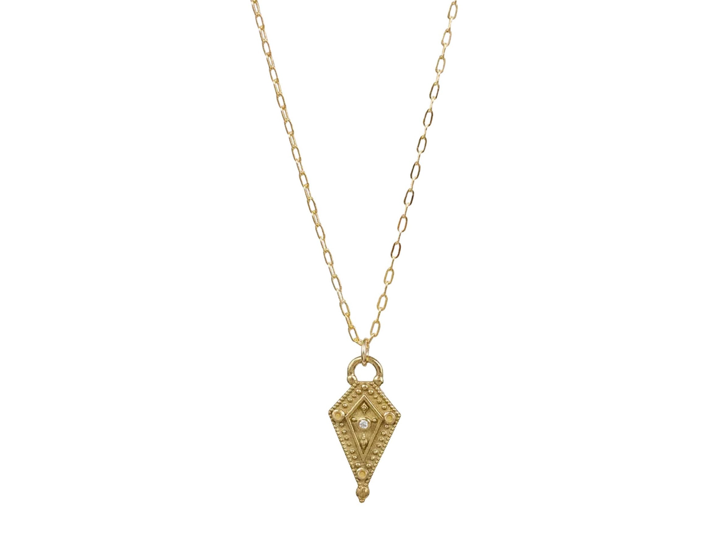Gold Venus Charm Necklace with Diamondd