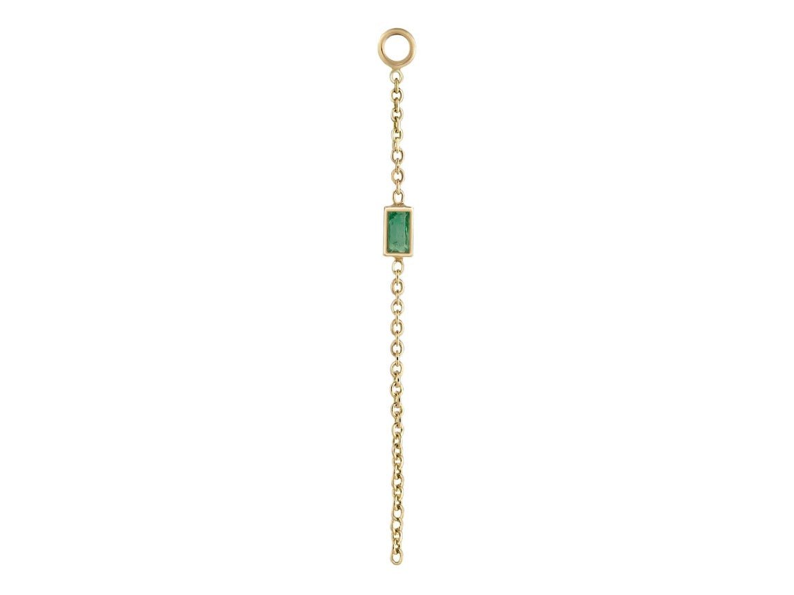 9k Emerald Baguette Chain Drop Charm