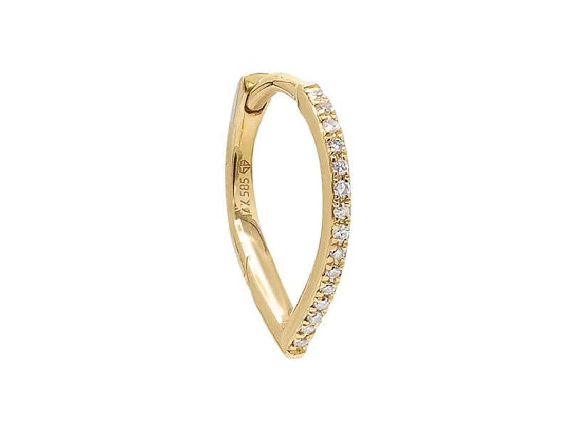 14k and Diamond V Huggie Earring