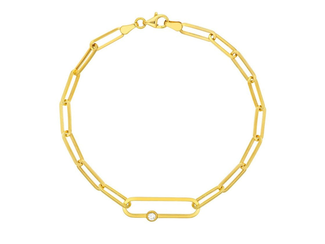 14k Diamond Paper Clip Chain Bracelet