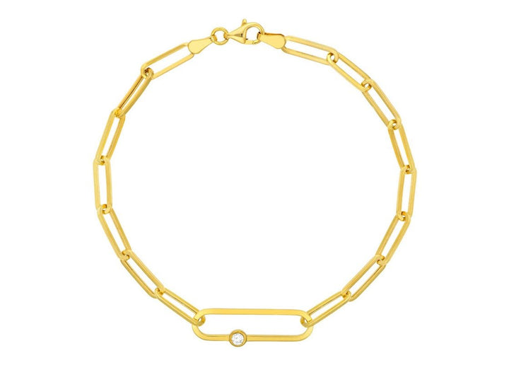 14k Diamond Paper Clip Chain Bracelet