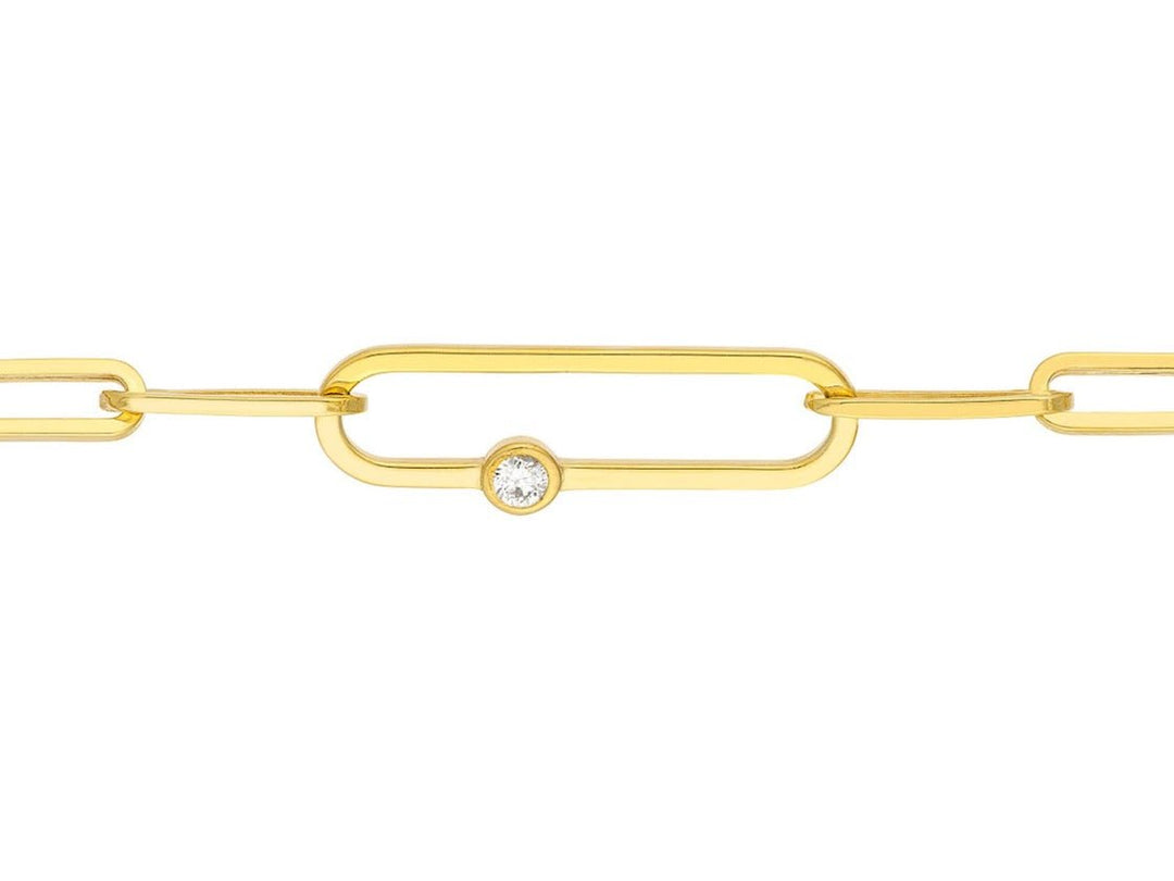 14k Diamond Paper Clip Chain Bracelet