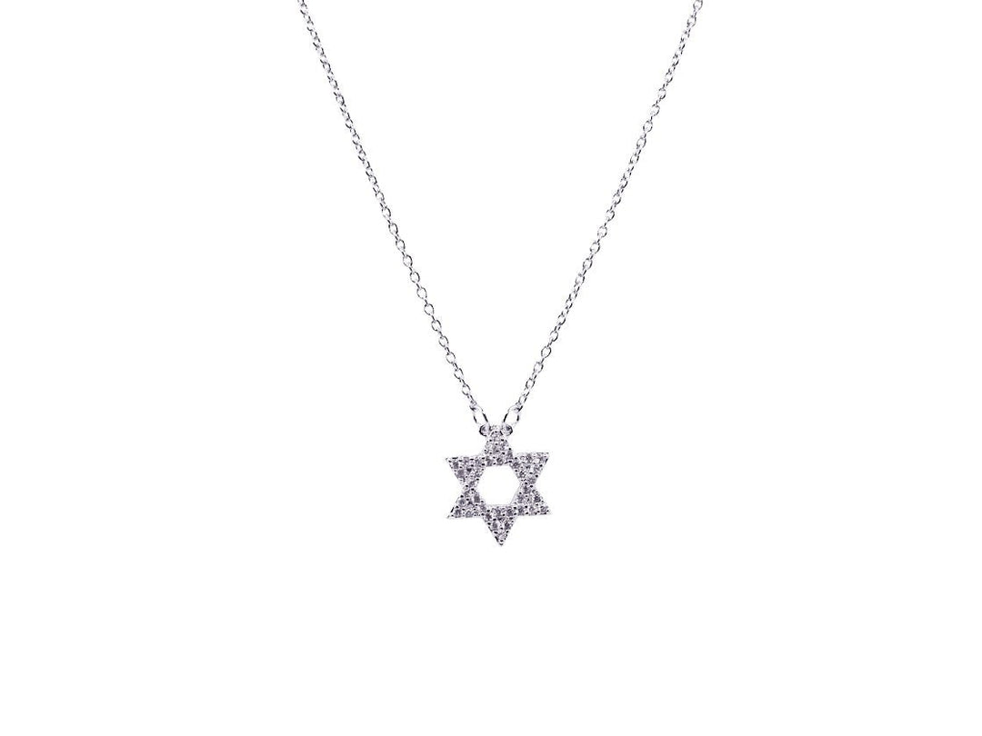 Silver Star of David Necklace with CZs