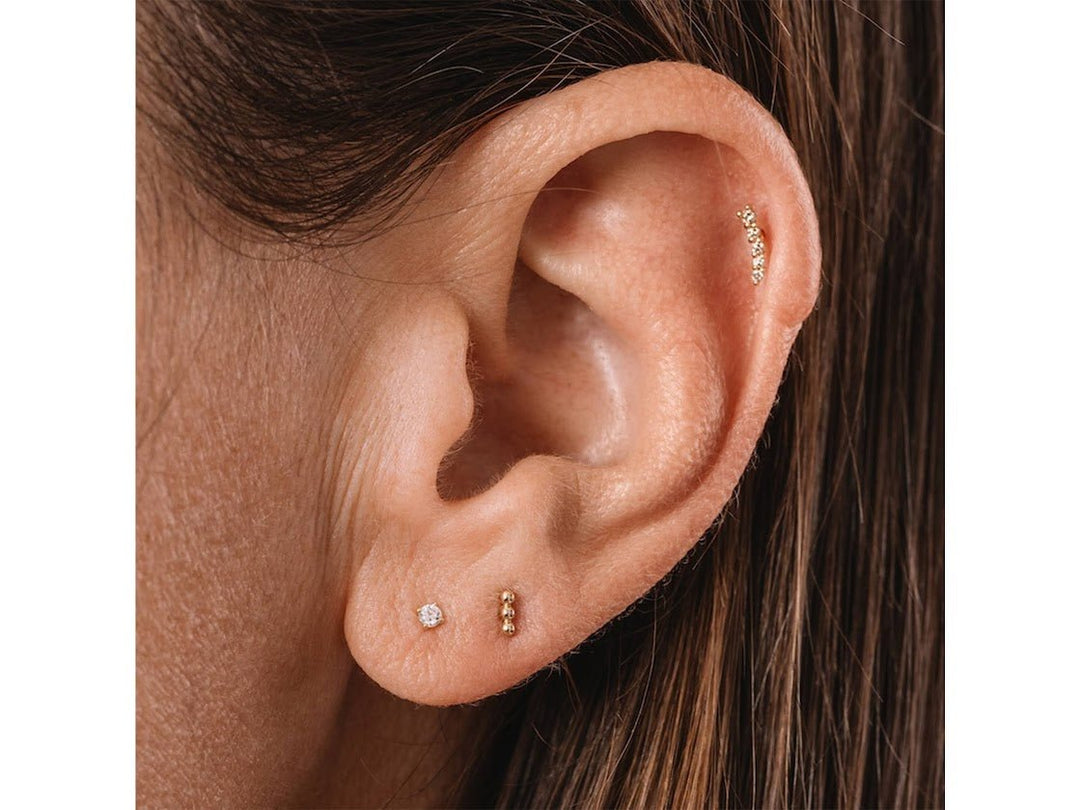 14k Triple Ball Stud Earring