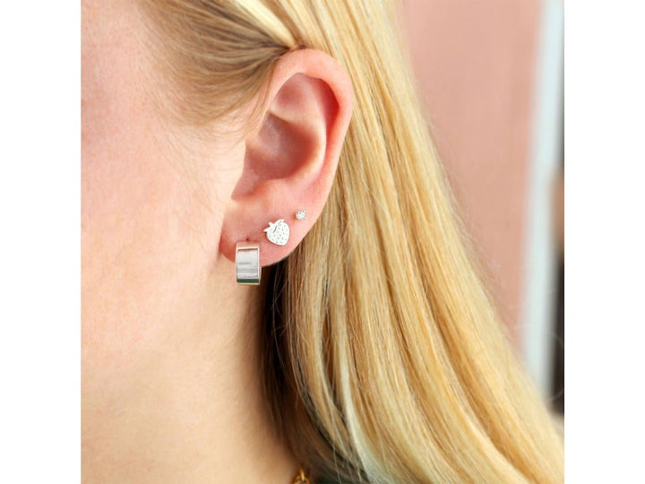 Silver Strawberry Stud Earrings