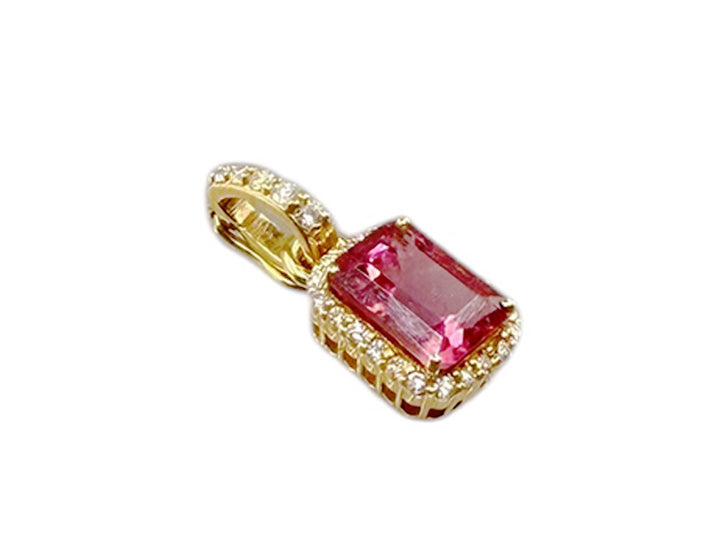 18k Pink Tourmaline Charm with Diamonds