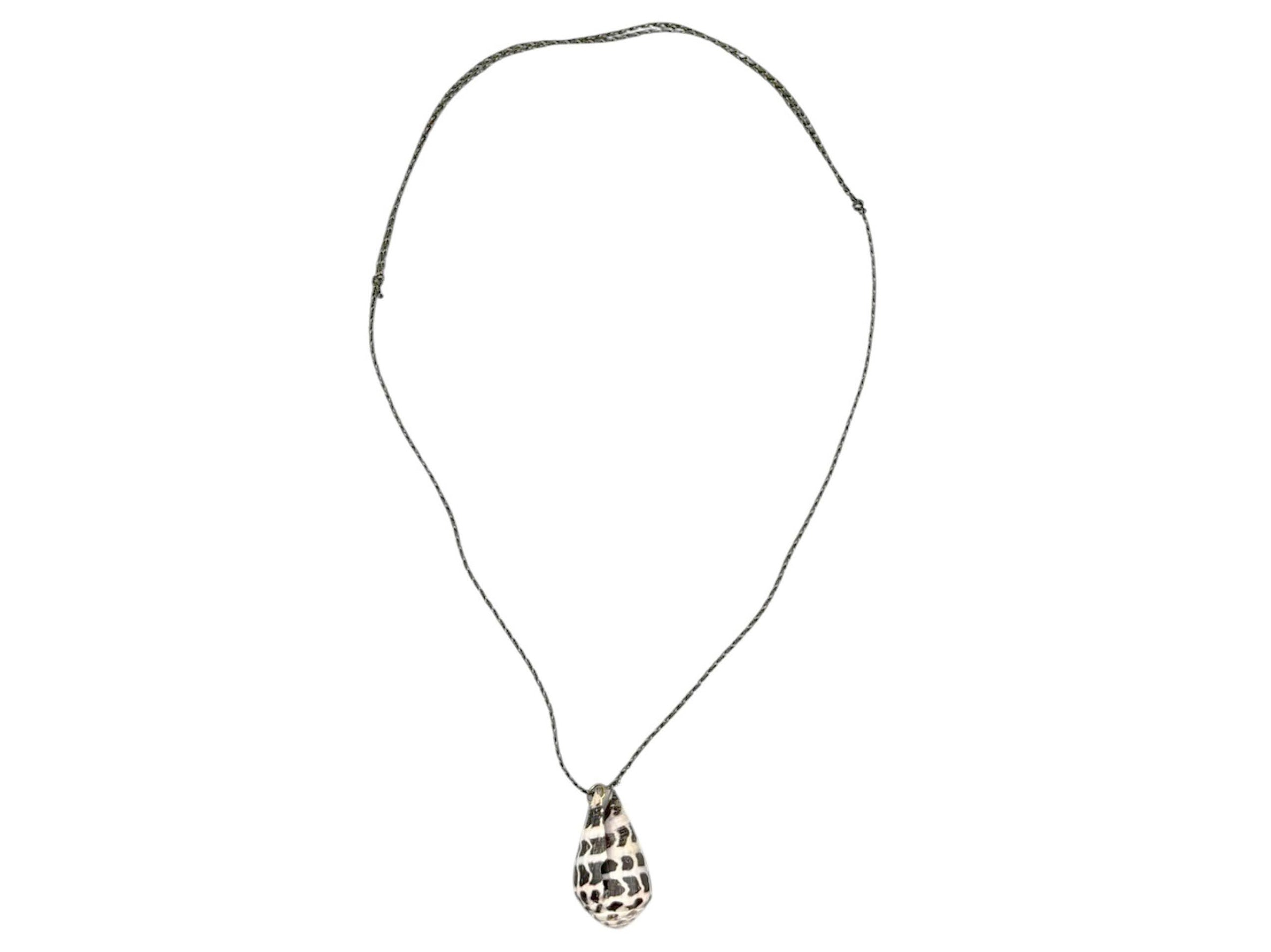 Cone Shell on Gray/Black Cord Necklace