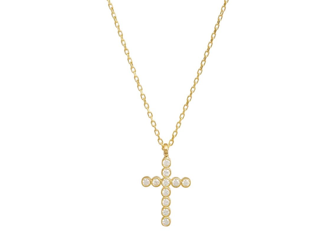 Gold Cross Necklace with CZs
