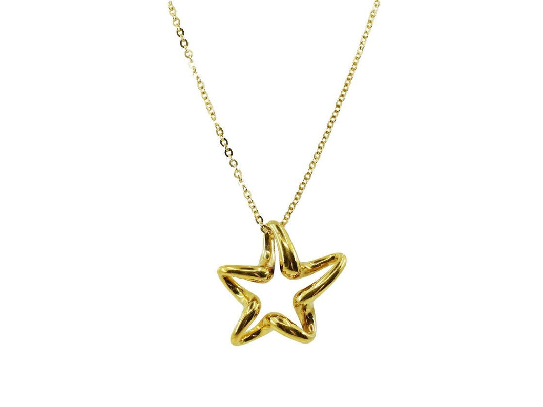18k 1970s Open Star Necklace