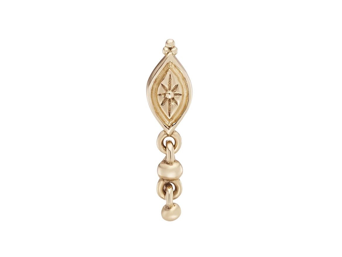 9k Marquis Beaded Stud with Dangling Beads