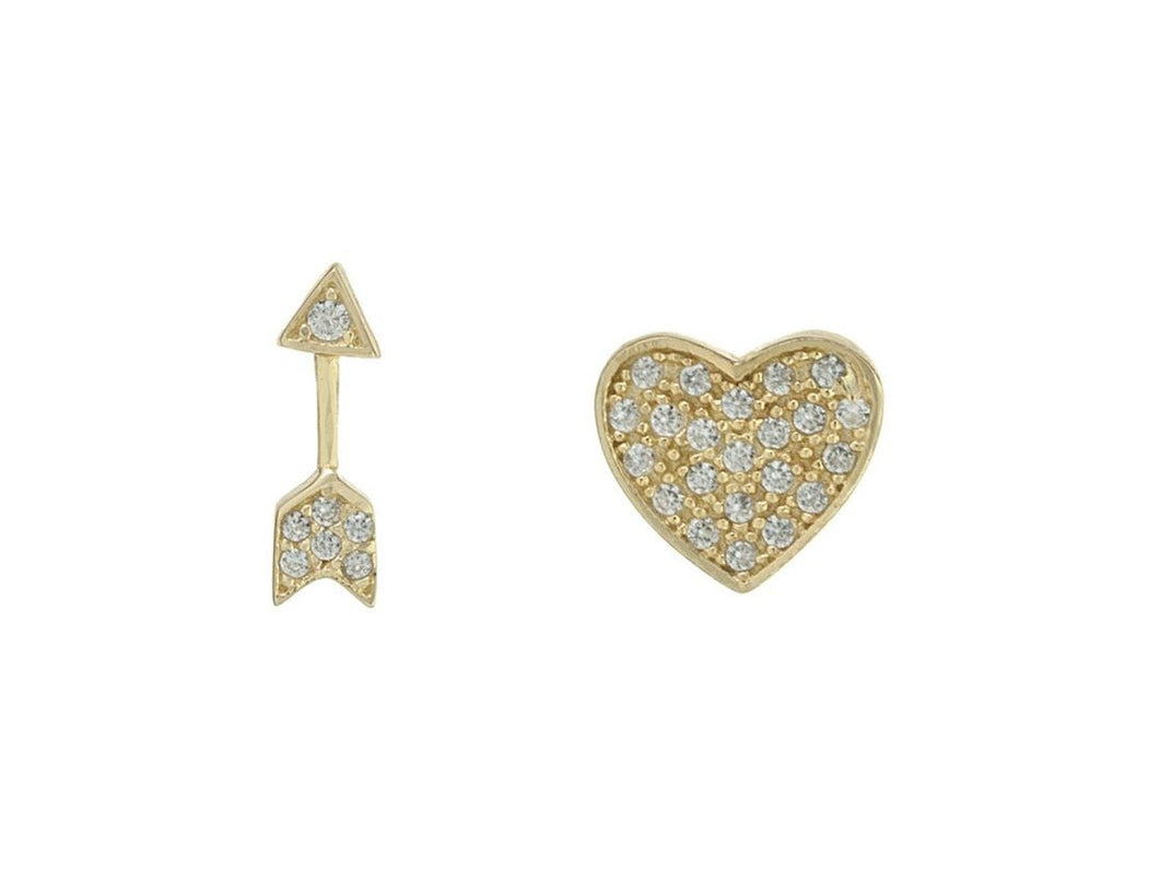 Heart and Arrow Stud Earrings with CZs