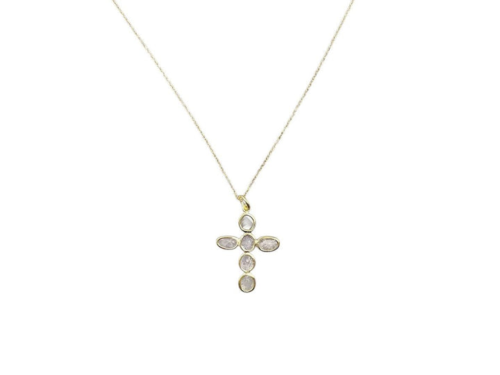 Sliced Diamond Cross Necklace