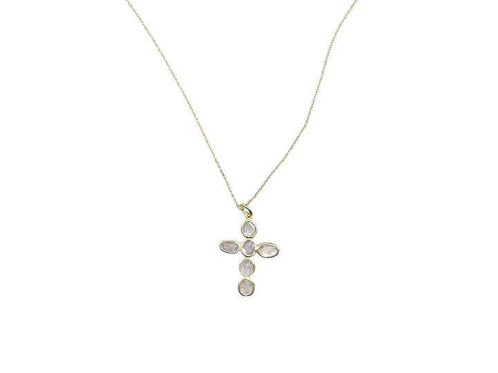 Sliced Diamond Cross Necklace