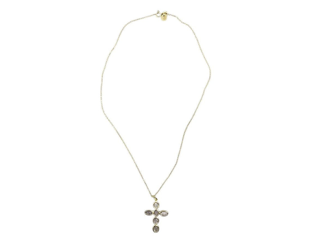 Sliced Diamond Cross Necklace