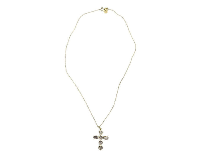 Sliced Diamond Cross Necklace