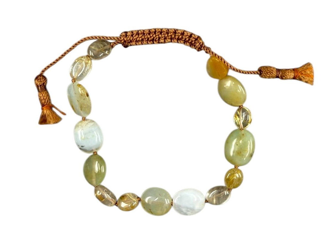 Oval Opal, Citrine, and Quartz Bracelet with Tassels