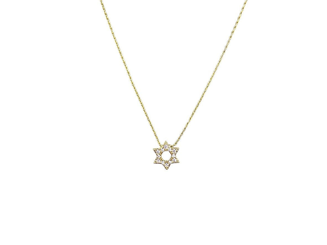 Gold  CZ Star of David Necklace