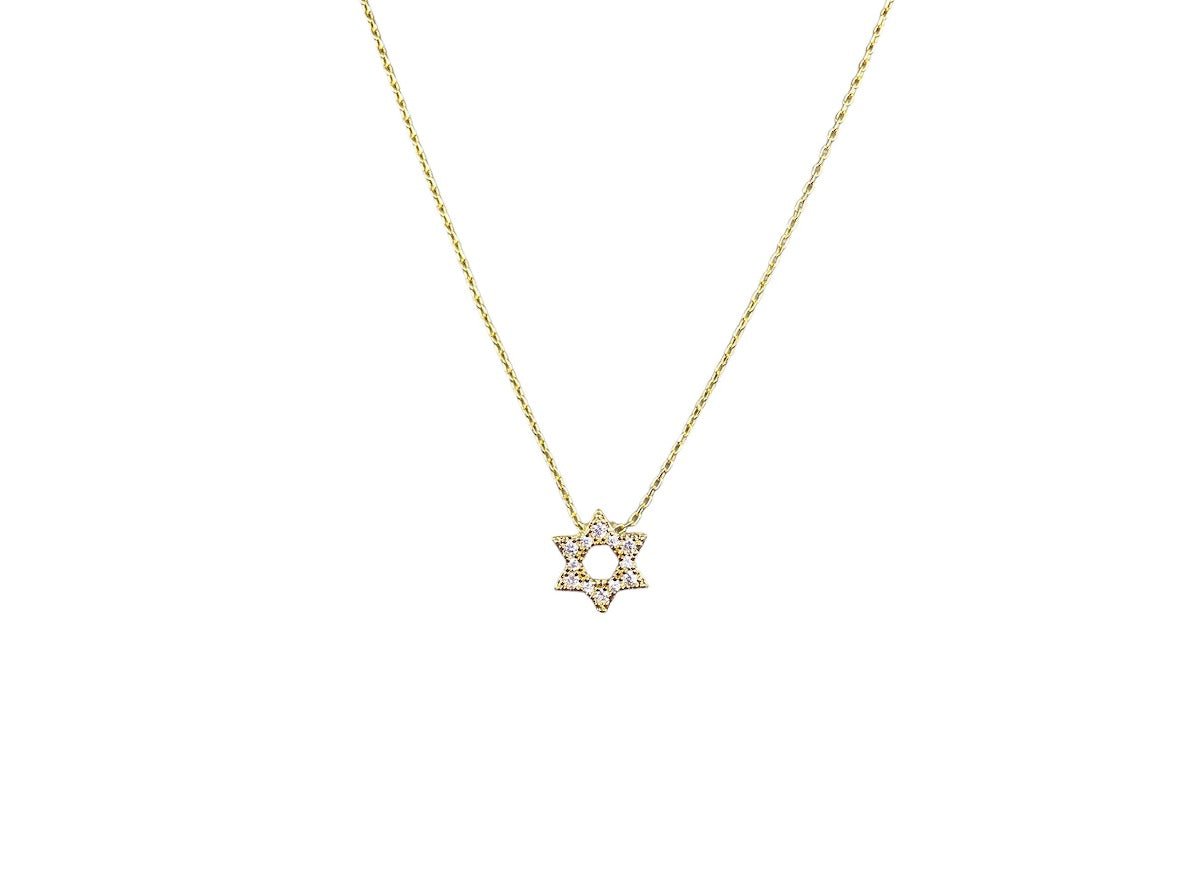 Gold CZ Star of David Necklace
