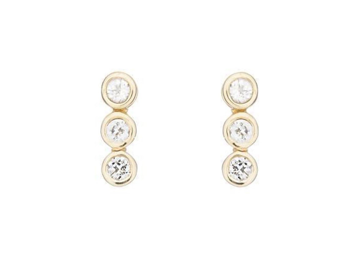 Three White Topaz Stud Earrings