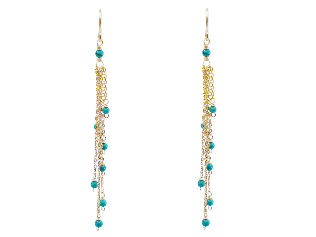 Turquoise Beaded Chain Earrings