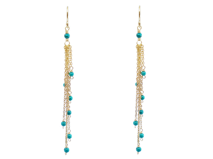 Turquoise Beaded Chain Earrings