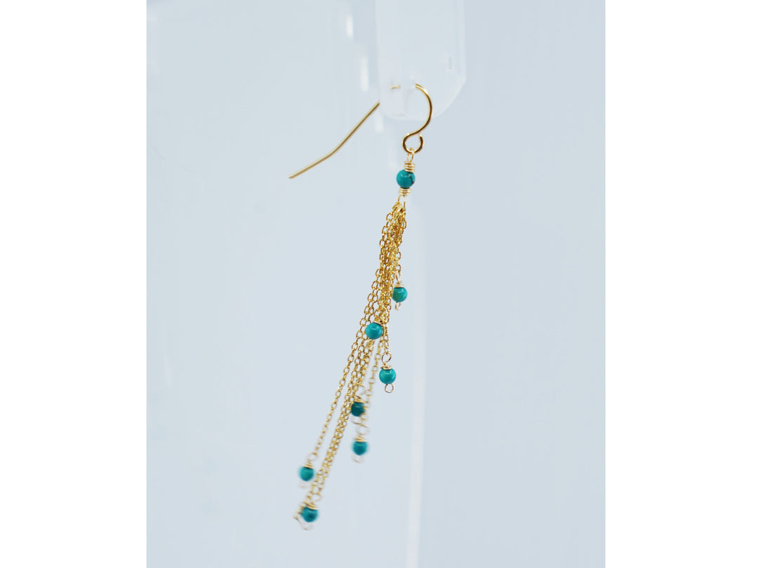 Turquoise Beaded Chain Earrings