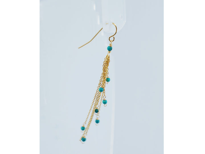 Turquoise Beaded Chain Earrings