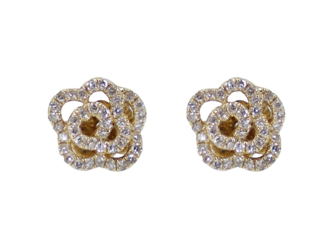 14k and Diamond Floral Stud Earrings