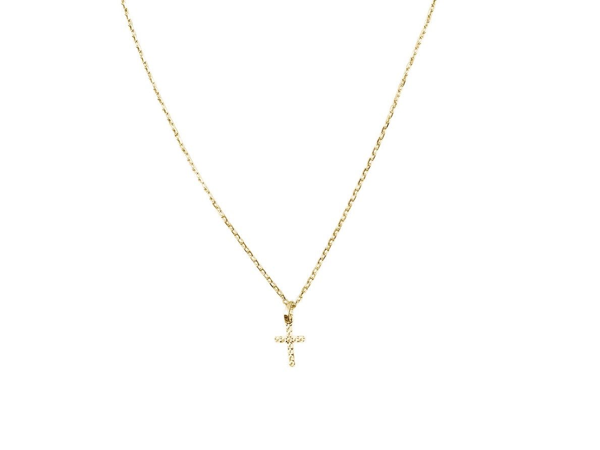 Gold Cross Necklace with Pave CZs