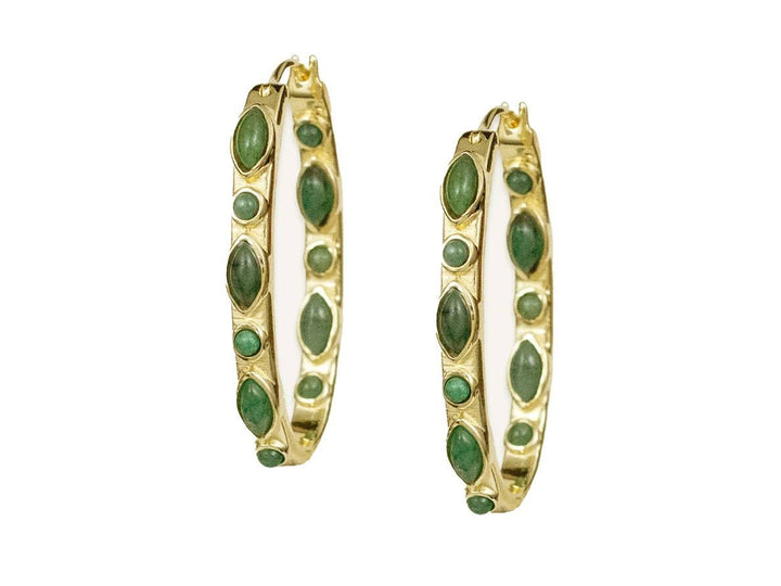 Gold and Emerald Oval Hoops