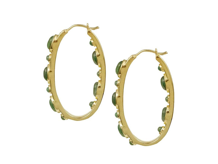 Gold and Emerald Oval Hoops