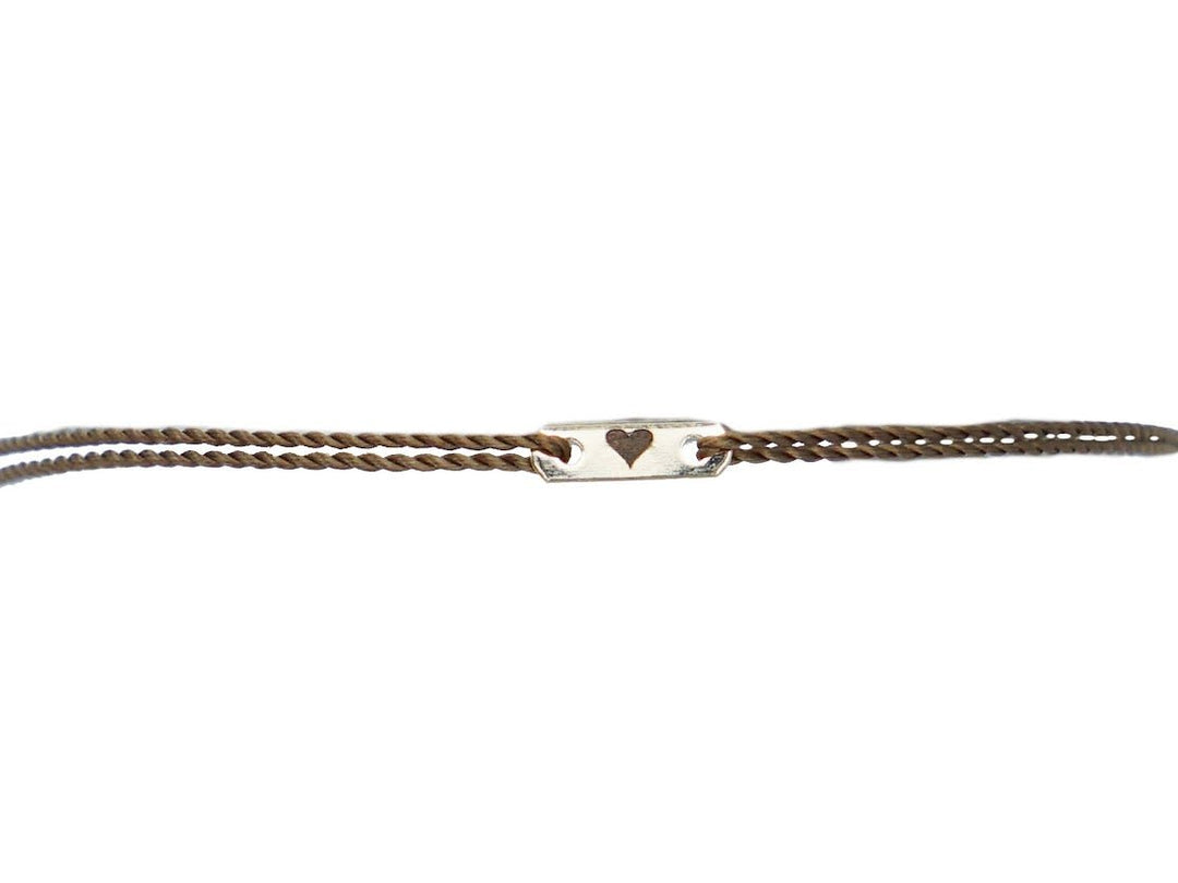 14k and Camel Cord Bracelet with Engraved Heart