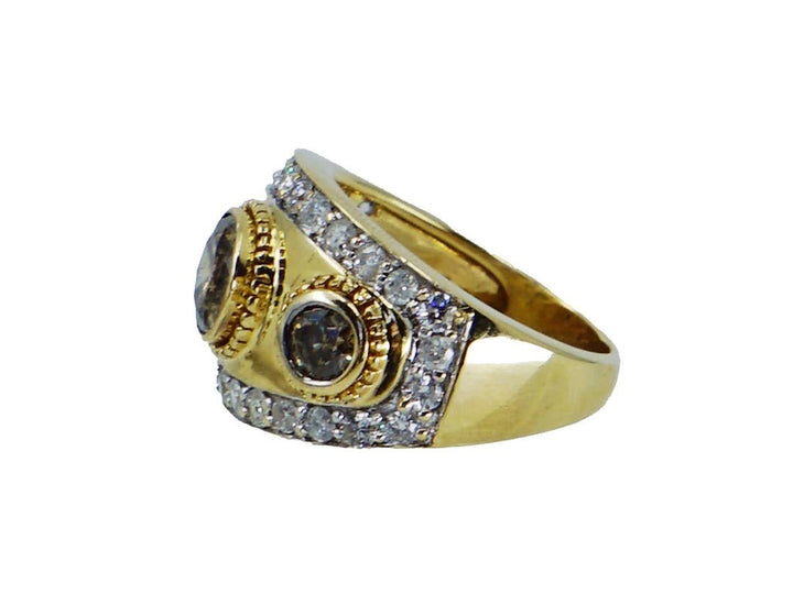 14k Yellow Gold Ring with Cognac and Round Diamonds