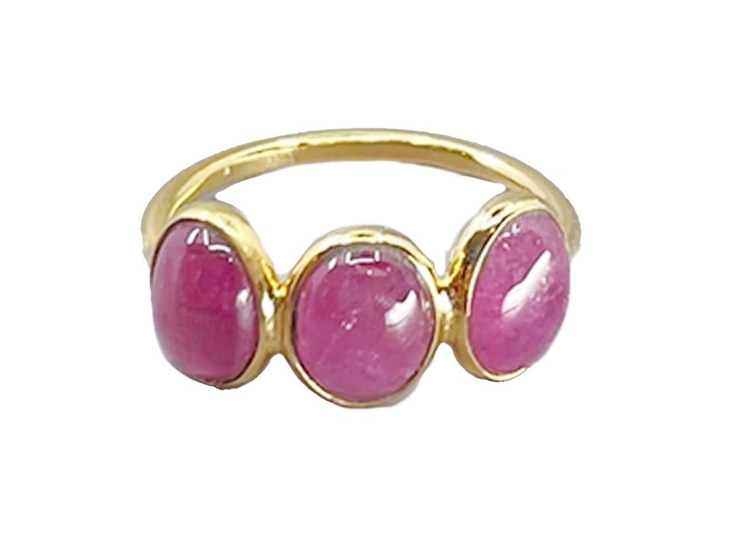 Pink Tourmaline 3-Stone Ring