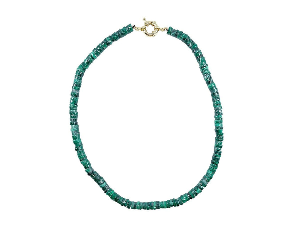 Malachite Heishi Bead Stacked Strand Necklace