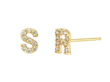 Load image into Gallery viewer, 14k Diamond Initials Stud Earrings
