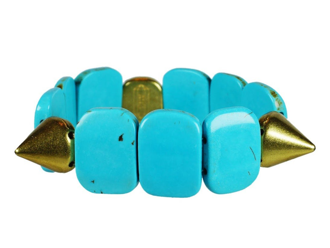 Turquoise Howlite Flat Rectangles Luxe Spike Bracelet