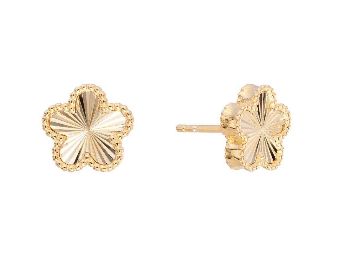 Gold Mini Clover Stud Earrings