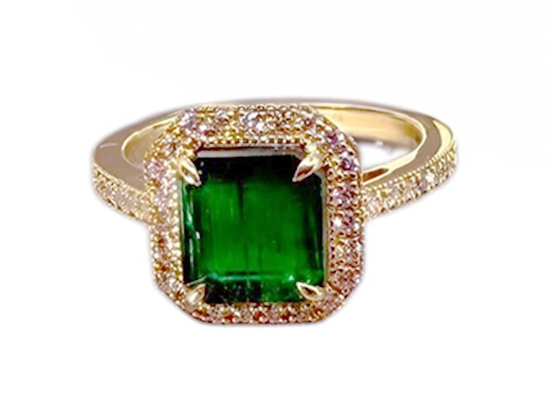 14k Emerald Ring with Diamonds
