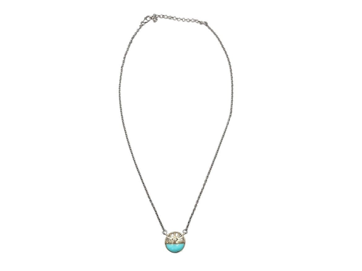 10k/SS Turquoise Evil Eye Necklace with Diamond