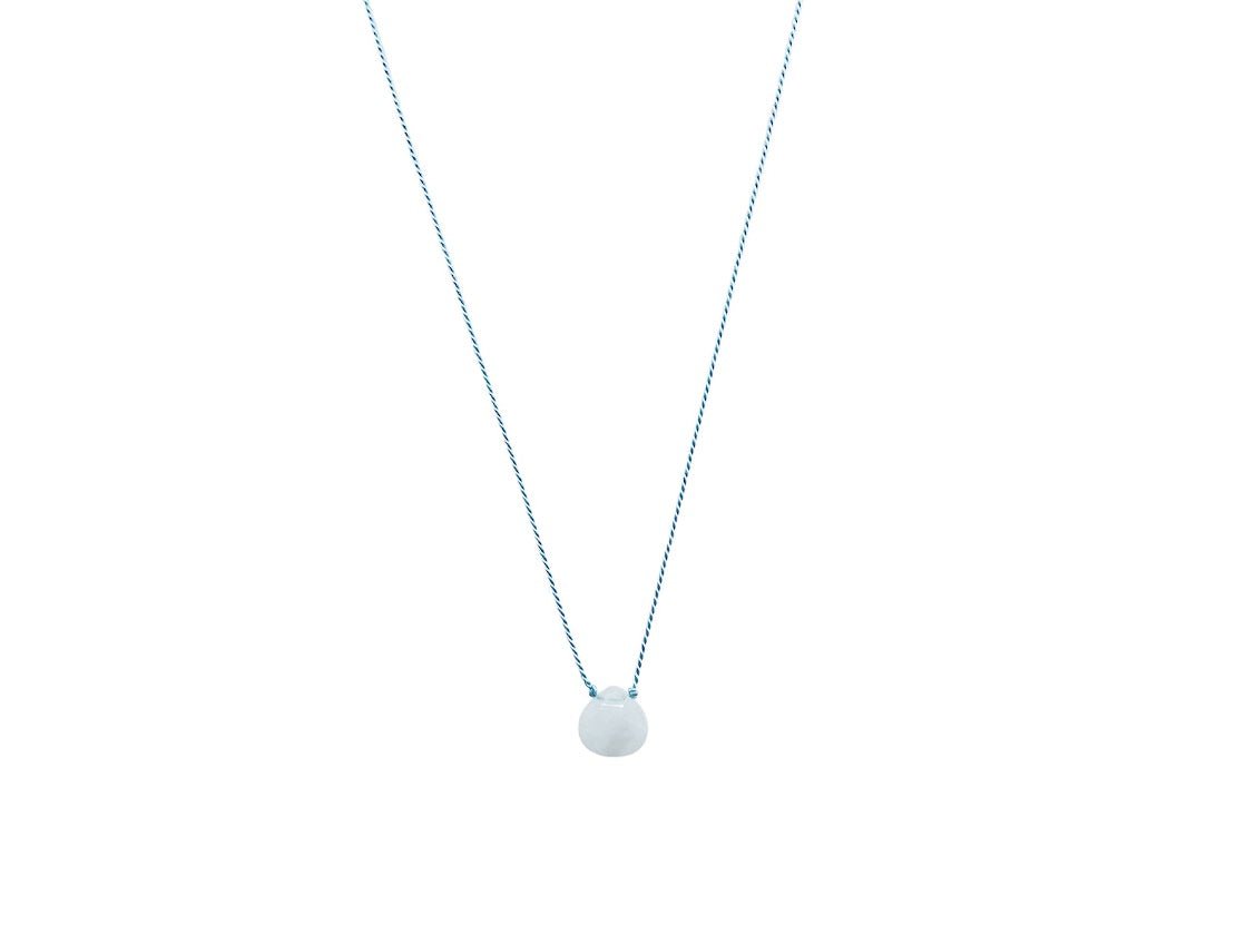 Moonstone on Light Blue Thread Necklace