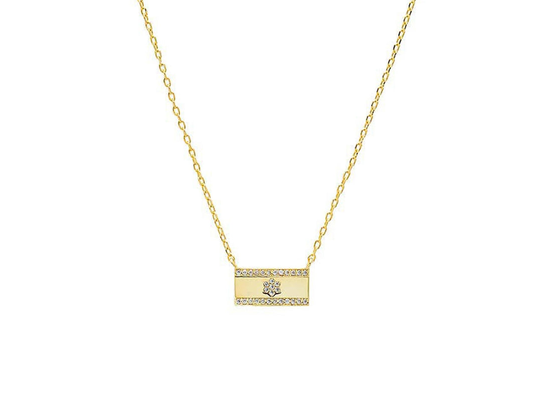 Gold Flag of Israel Necklace with CZs