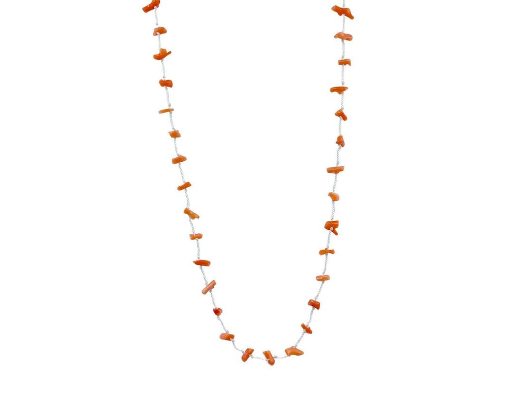 SS Tube Bead and Coral Necklace