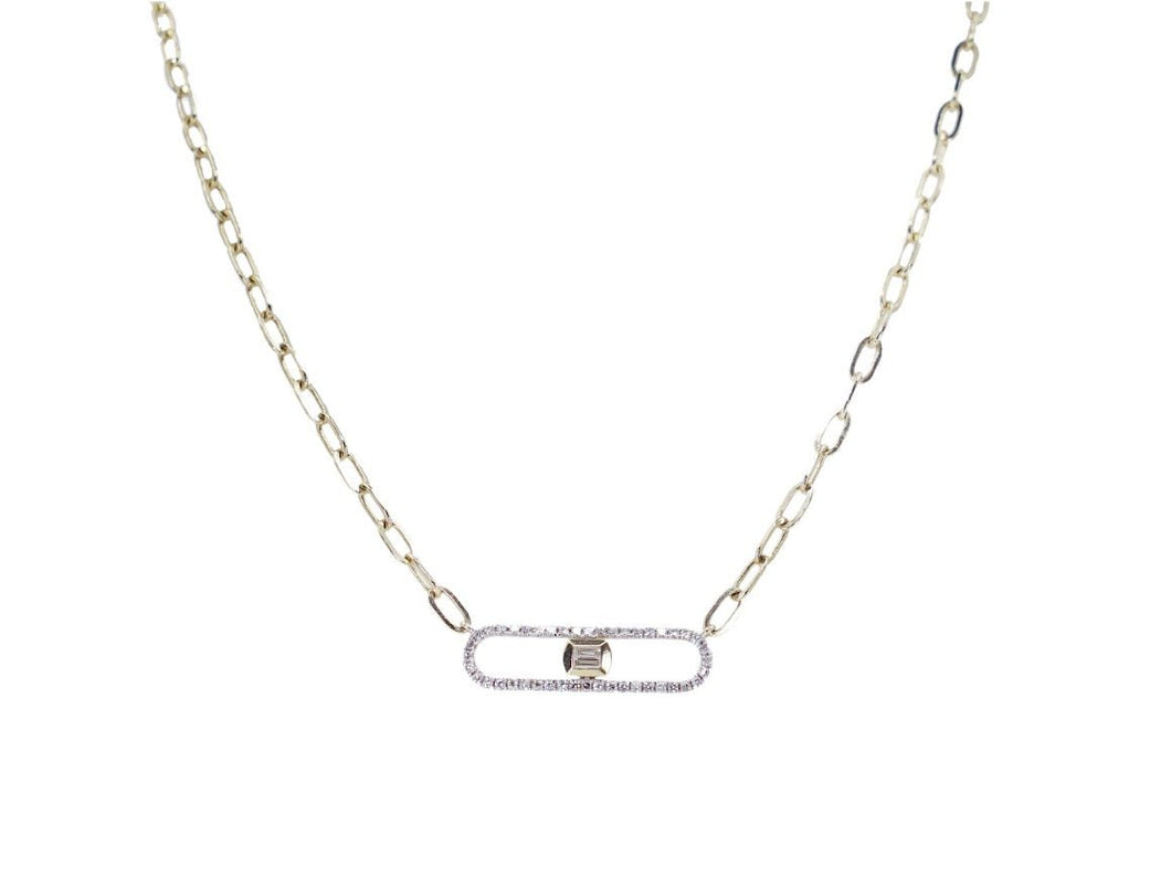 14k Diamond Rectangle Necklace