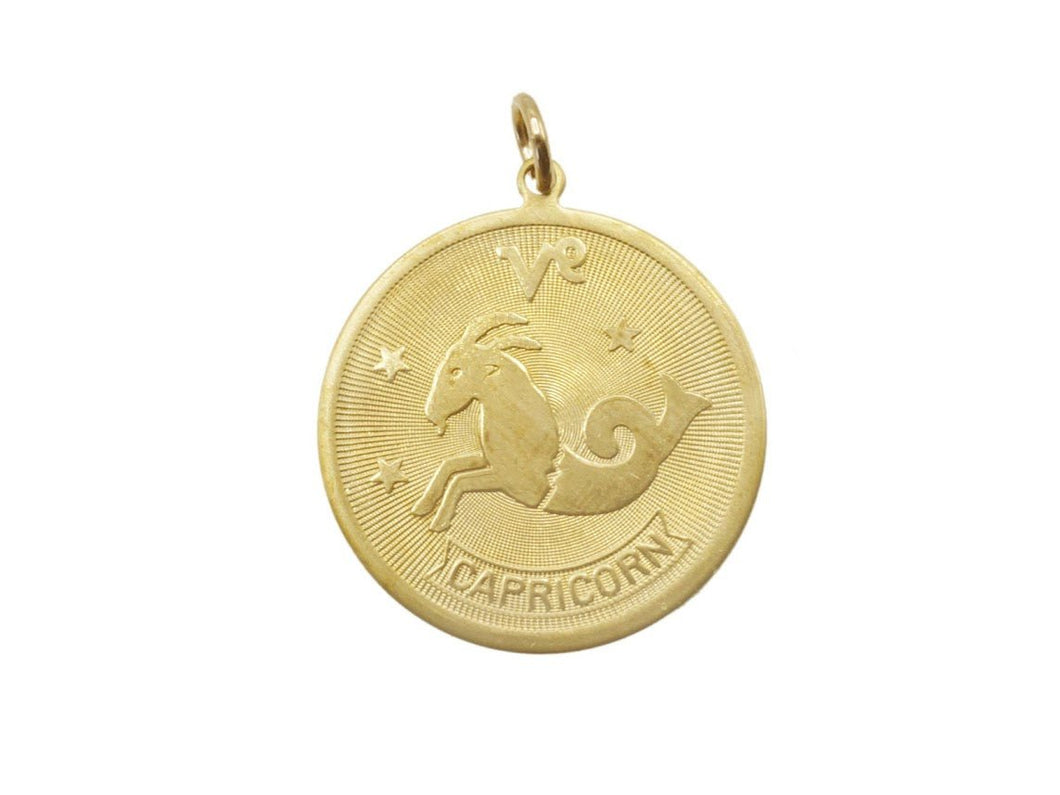 Vintage Capricorn Charm with Starry Back