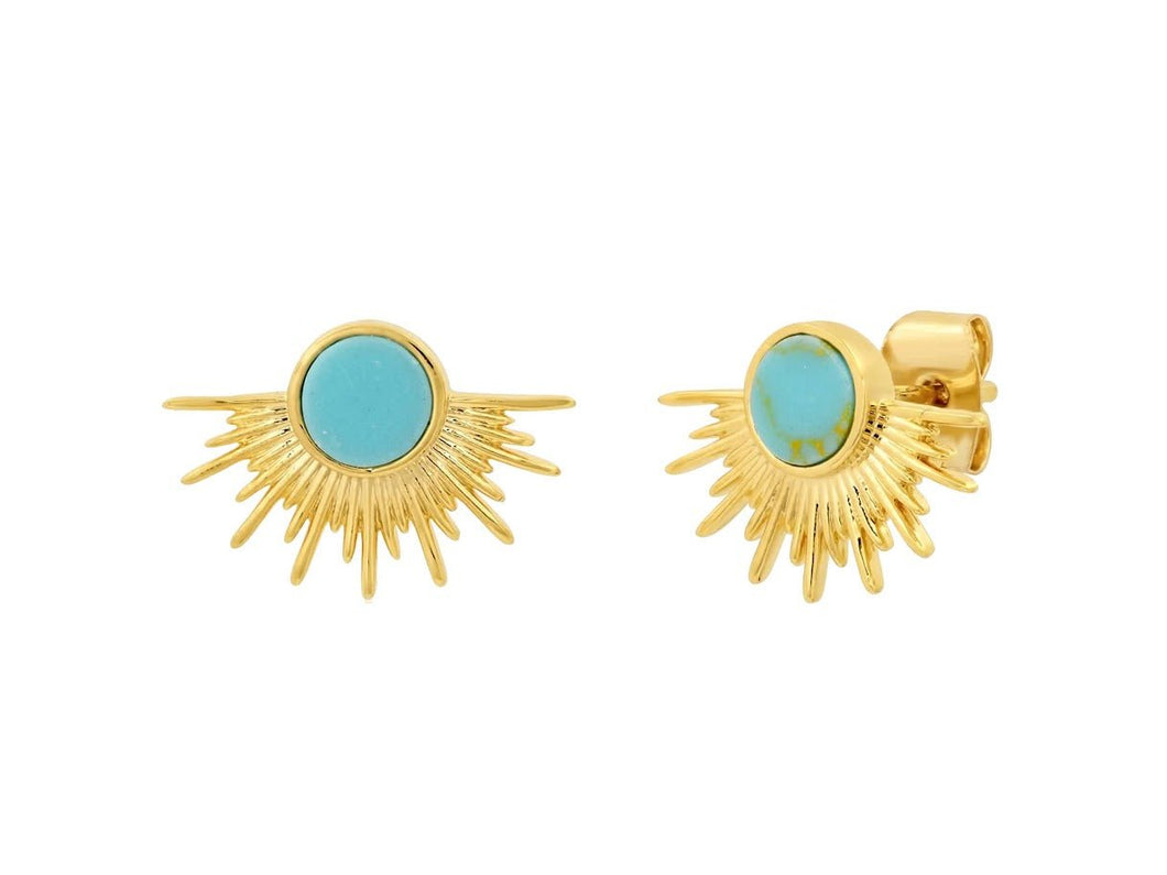 Starburst Studs with Turquoise Centers