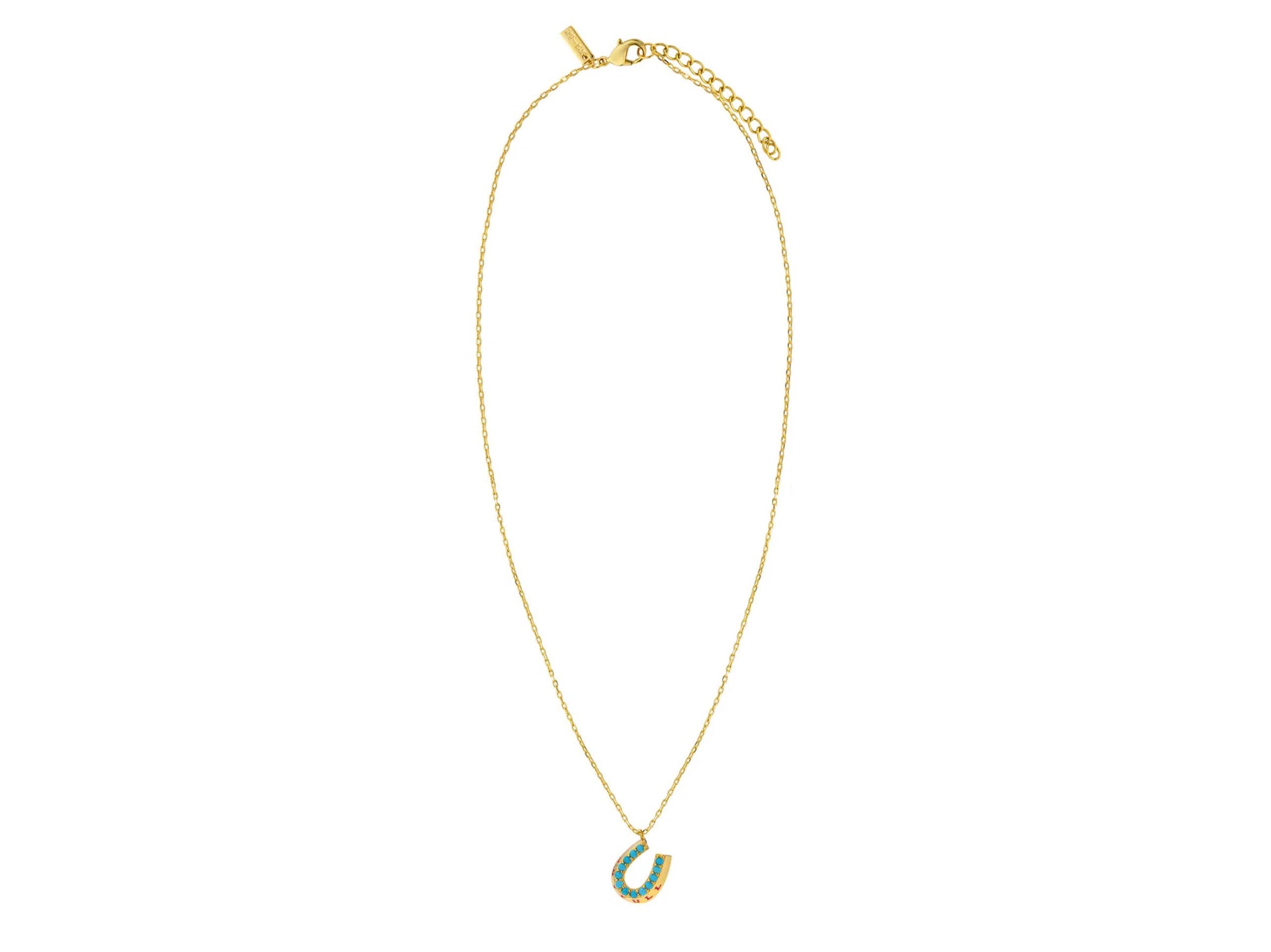Turquoise Horseshoe Charm Necklace with "JOYFULL"