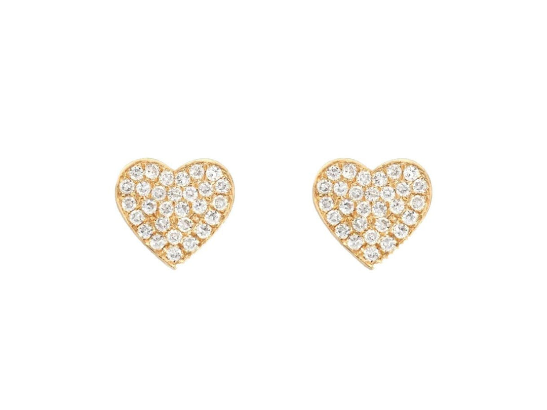 14k Diamond Heart Studs