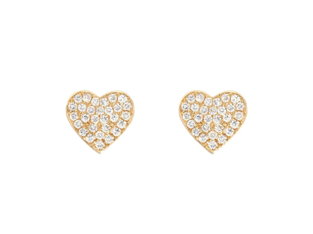 14k Diamond Heart Studs